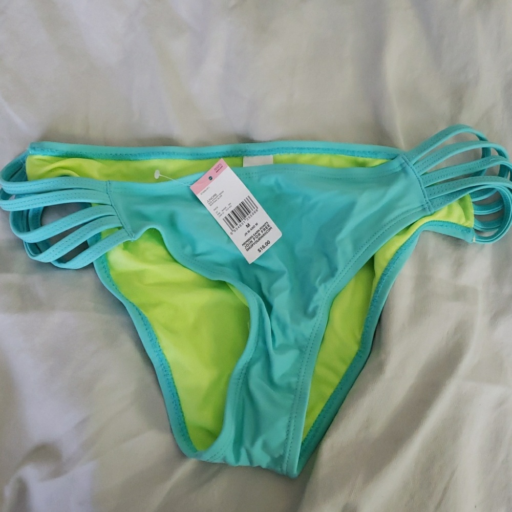 Aqua and Lime Green swim bikini bottoms